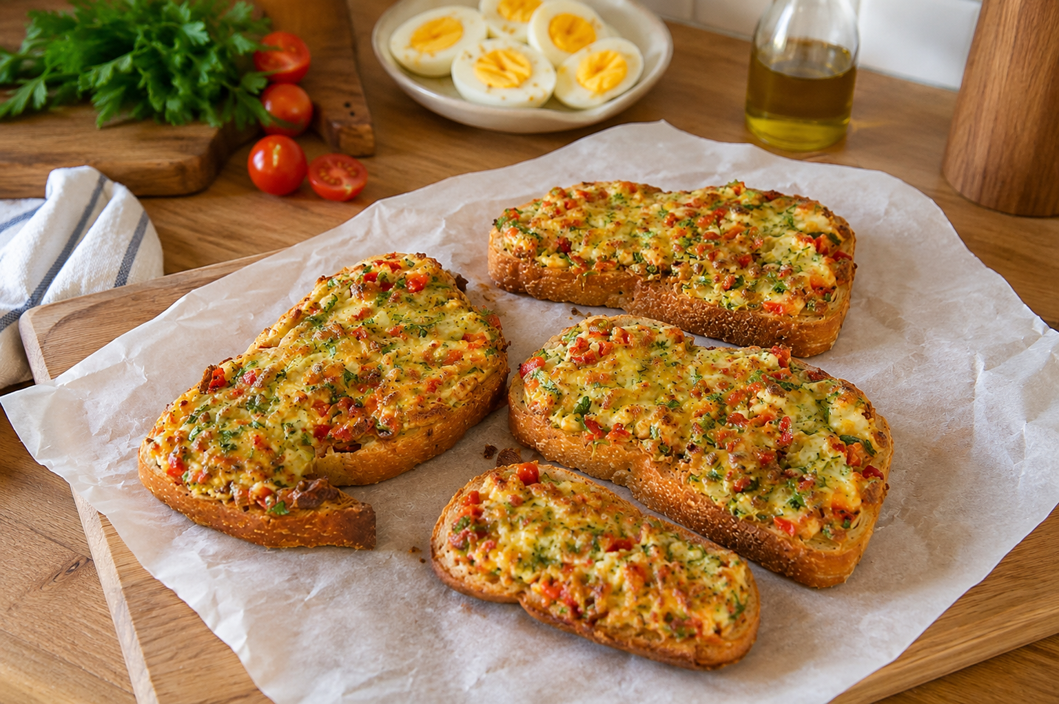 Airfryer'da Peynirli Kahvaltılık Ekmek ve Yumurta Tarifi