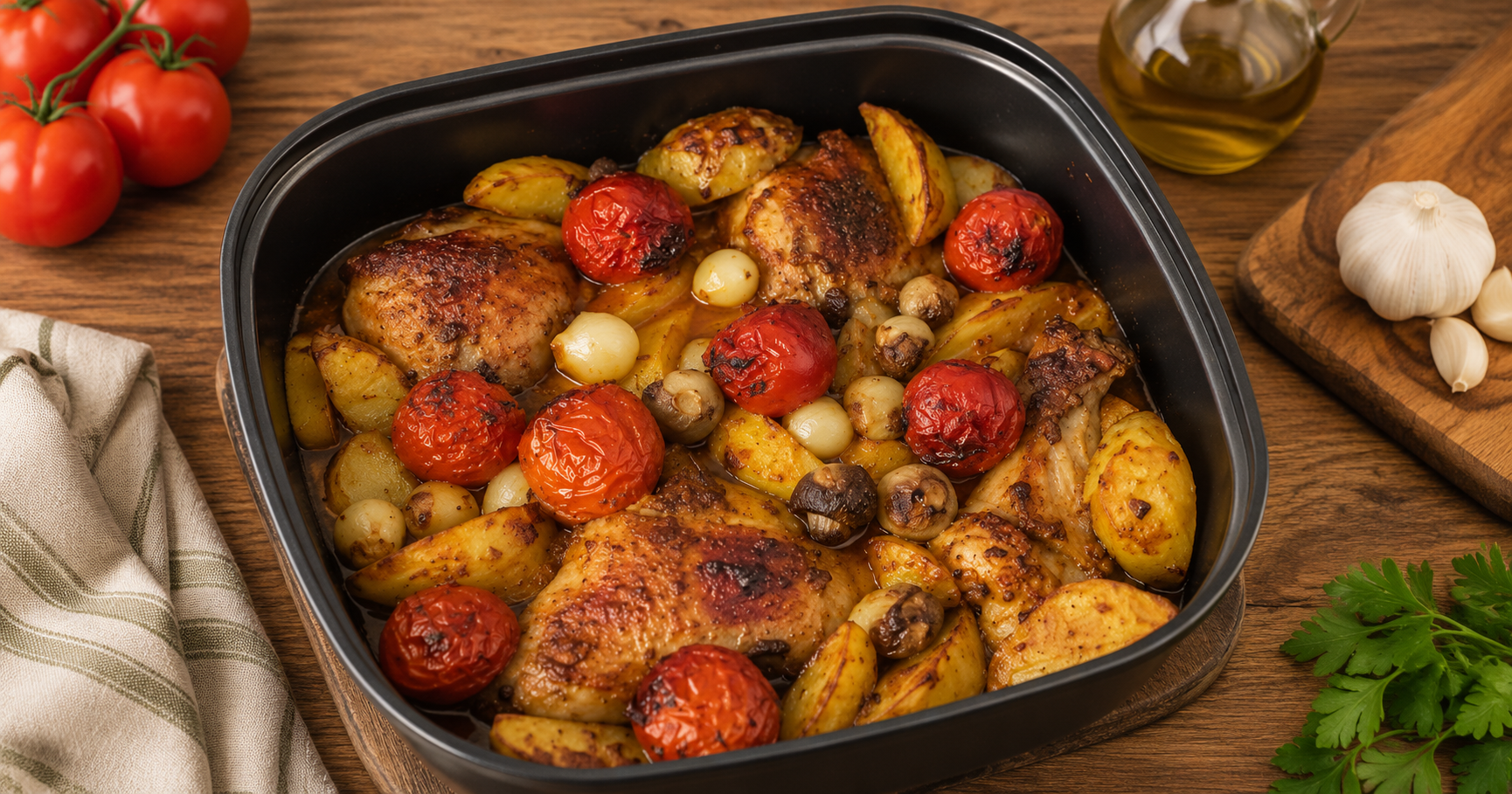 Airfryer'da Tavuklu Patates Tarifi | Tek Haznede Pratik ve Doyurucu Ana Yemek