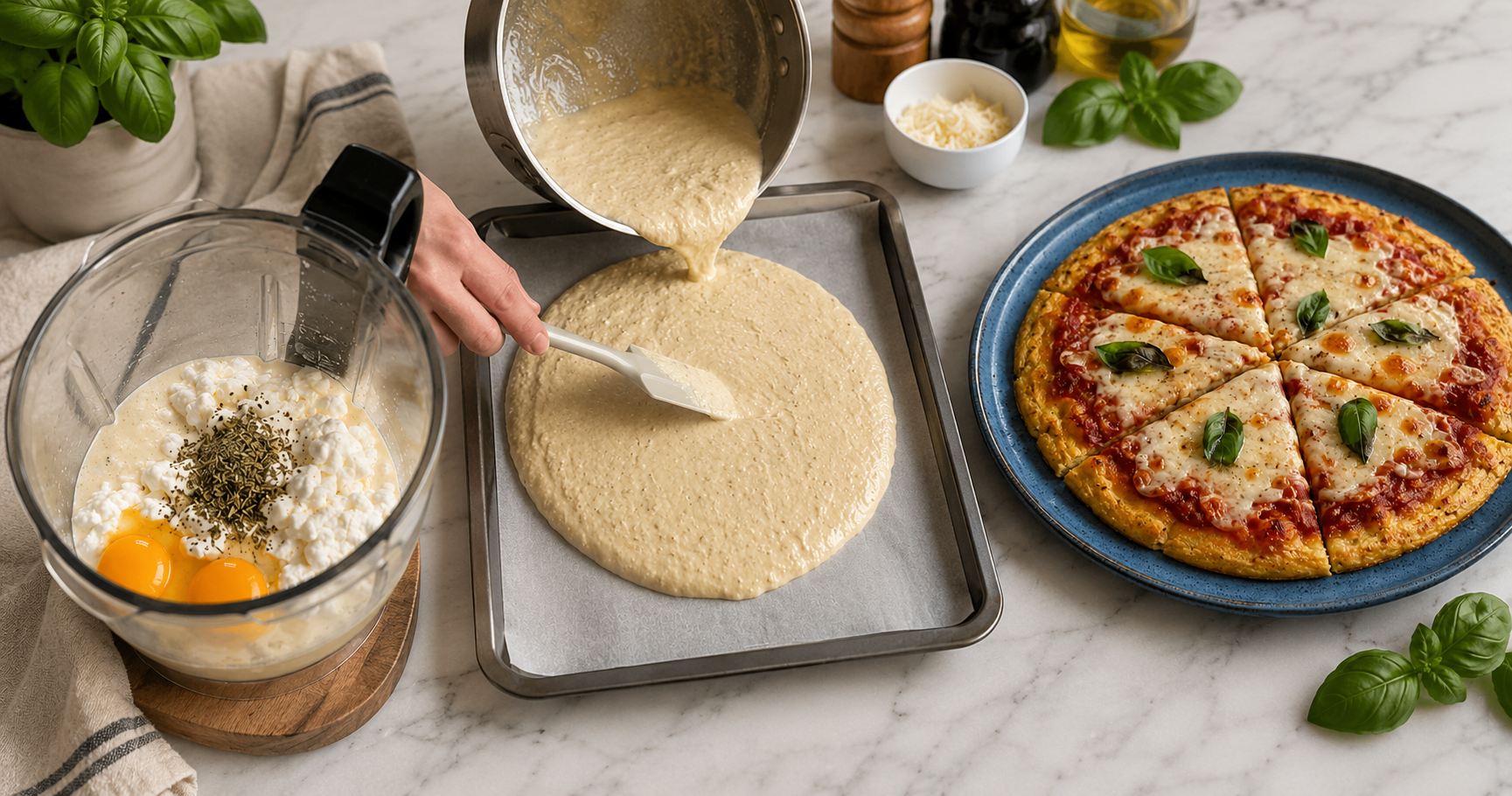 3 Malzemeli Lor Peynirli Pizza Tabanı Tarifi | Unsuz ve Protein Dolu Pizza